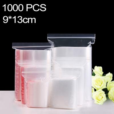 1000 stuks 9 x 13 cm PE zelf duidelijk Zip-Lock verpakking zak afdichten Custom Printing en grootte zijn welkom