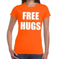 Free hugs tekst t-shirt oranje dames Free hugs tekst t-shirt oranje dames