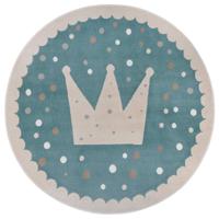 Vloerkleed Kids Crown Rond - Blauw maat: xcm - materiaal: Polypropyleen - Dekbed-Discounter.nl