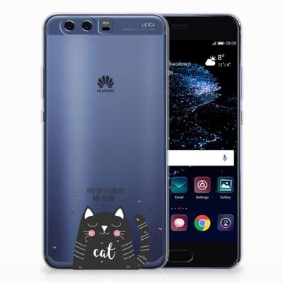 Huawei P10 Plus Telefoonhoesje met Naam Cat Good Day Huawei P10 Plus Telefoonhoesje met Naam Cat Good Day