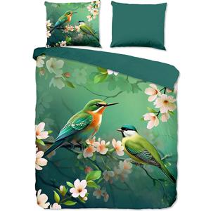 Pure Tropische Vogels Dekbedovertrek Groen-Lits-jumeaux (240 x 200/220 cm)