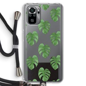 Monstera leaves: Xiaomi Redmi Note 10S Transparant Hoesje met koord