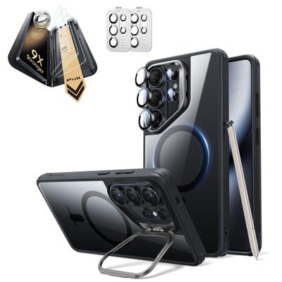 Galaxy S26 Ultra Bundle Classic Hybrid Magnetic Case (Stash Stand) and Armorite® Pro Screen Protector - Clear Black