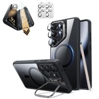 Galaxy S26 Ultra Bundle Classic Hybrid Magnetic Case (Stash Stand) and Armorite® Pro Screen Protector - Clear Black