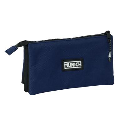 Pennenetui met 3 vakken Munich Basic Marineblauw 22 x 12 x 3 cm