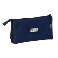 Pennenetui met 3 vakken Munich Basic Marineblauw 22 x 12 x 3 cm