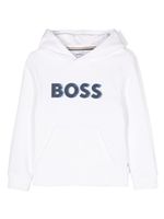 BOSS Kidswear logo-print cotton-blend hoodie - Blanc