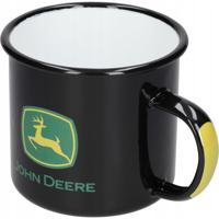 Mok John Deere logo - zwart - 36 cl - emaille - Koffie/thee drinkmok/cadeaumok - Tractor thema