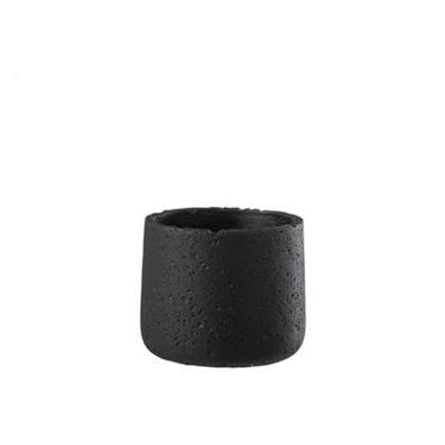 J-Line bloempot Potine -cement - zwart - medium - Ø 14.50 cm - 2 stuks