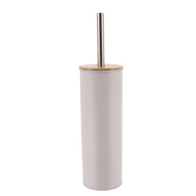 Tendance Toilet/badkamer toiletborstel met houder - Bamboo vibe - lichtgrijs - D10 x H40 cm