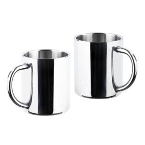 RVS mokken set van 2x - dubbelwandig - Outdoor/camping drink mokken - 200 ml