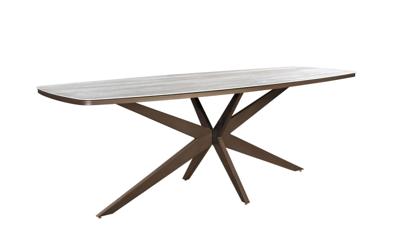 Calma dining table 270x110x75 cm oval aluminium bronze/travertin - Yoi