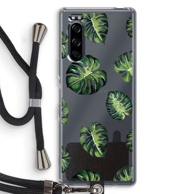 Tropische bladeren: Sony Xperia 5 Transparant Hoesje met koord