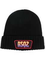 DSQUARED2 bonnet nervuré à patch logo - Noir - thumbnail