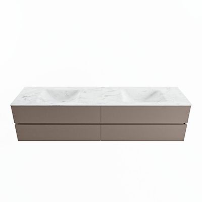 MONDIAZ VICA-DLUX 200cm badmeubel onderkast Smoke 4 lades. Inbouw wastafel CLOUD dubbel zonder kraangat, kleur Opalo.