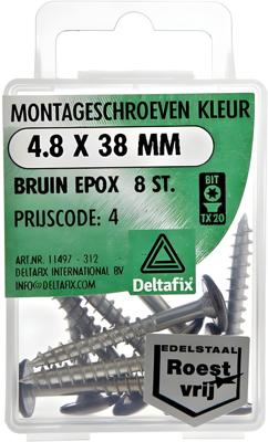 Montageschr. 4,8x38mm wit/rvs 8st - Deltafix