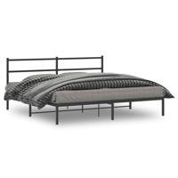 Bedframe met hoofdbord metaal zwart 183x213 cm