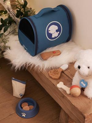 Pluche huisdier + accessoires in FSC® hout blauw