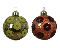 Kerstbal Glas Velvet Bloem Ø8cm Assorti 1st