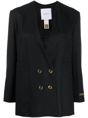 Patou blazer croisé à design sans col - Noir