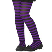 Zwart/paarse verkleed panty voor kinderen - thumbnail