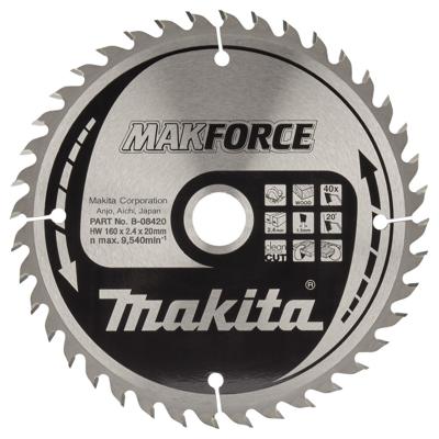 Makita Cirkelzaagblad voor Hout | Makforce | Ø 160mm Asgat 20mm 40T - B-08420