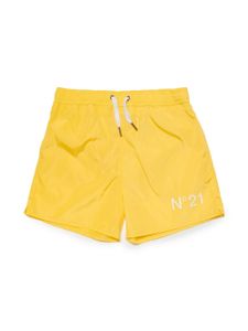 Nº21 Kids short de bain à logo imprimé - Jaune