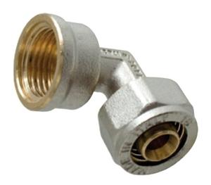 Kirchhoff Messing overgangshoek 90°, vernikkeld, 20 mm x 1/2"IT, klemkoppeling voor meerlagenbuis - 988908355