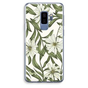 Wit bloemenpatroon: Samsung Galaxy S9 Plus Transparant Hoesje