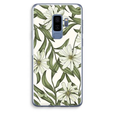Wit bloemenpatroon: Samsung Galaxy S9 Plus Transparant Hoesje