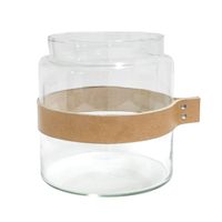 TAK Design - Drinken Waterglas Wrap Me met Lederen Band - Glas - Bruin - thumbnail
