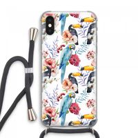 Bloemen tukan: iPhone XS Max Transparant Hoesje met koord