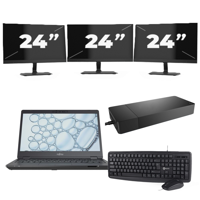Fujitsu Lifebook U7310 - Intel Core i5-10e Generatie - 13 inch - 8GB RAM - 256GB SSD - Windows 11 Home + 3x 24 inch Monitor