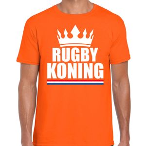 Rugby koning t-shirt oranje heren - Sport / hobby shirts