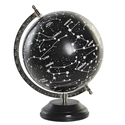 Items wereldbol sterrenhemel - zwart - op voet - home deco - 28 x 22 cm