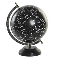 Items wereldbol sterrenhemel - zwart - op voet - home deco - 28 x 22 cm
