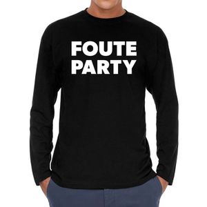 Long sleeve t-shirt zwart met Foute party bedrukking voor heren 2XL  -