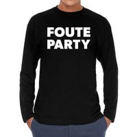 Long sleeve t-shirt zwart met Foute party bedrukking voor heren 2XL  -