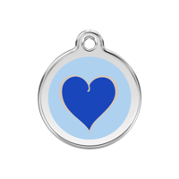 Coloured Heart Navy roestvrijstalen hondenpenning medium/gemiddeld dia. 3 cm - Reddingo