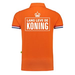 Luxe Lang leve de Koning poloshirt oranje 200 grams voor heren