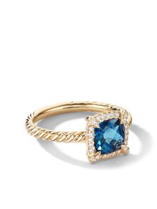 David Yurman bague Petite Châtelaine en or 18ct sertie de topaze et de diamants - Bleu