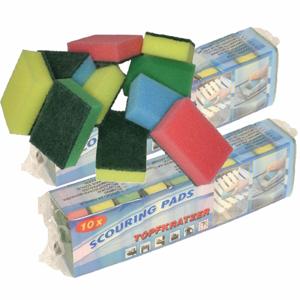 Schuursponsjes - 80x - multicolor - schuim/schuurspons - 9 x 6 x 3 cm - afwassponsjes