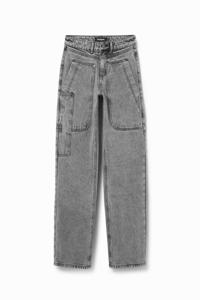 Straight jeans met patch - BLACK - 38