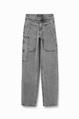 Straight jeans met patch - BLACK - 44