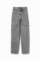 Straight jeans met patch - BLACK - 38