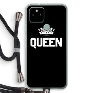 Queen zwart: Pixel 5 Transparant Hoesje met koord