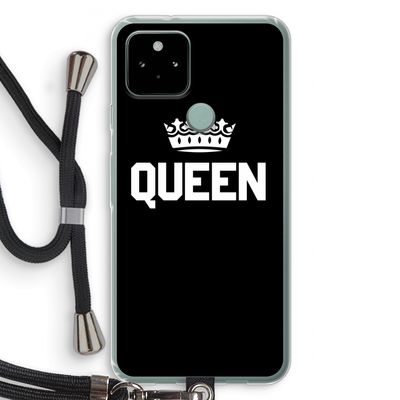 Queen zwart: Pixel 5 Transparant Hoesje met koord