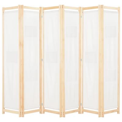 Kamerscherm met 6 panelen 240x170x4 cm stof crème