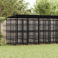 Hondenkennel met dak 12,9 m² staal