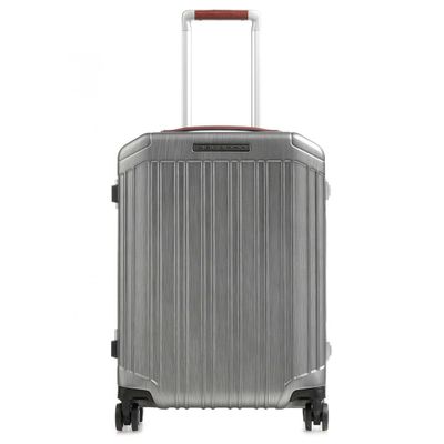 Piquadro PQ Light Frame Ultra Slim Spinner 55 Grey With Tobacco Leather Piquadro PQ Light Frame Ultra Slim Spinner 55 Grey With Tobacco Leather